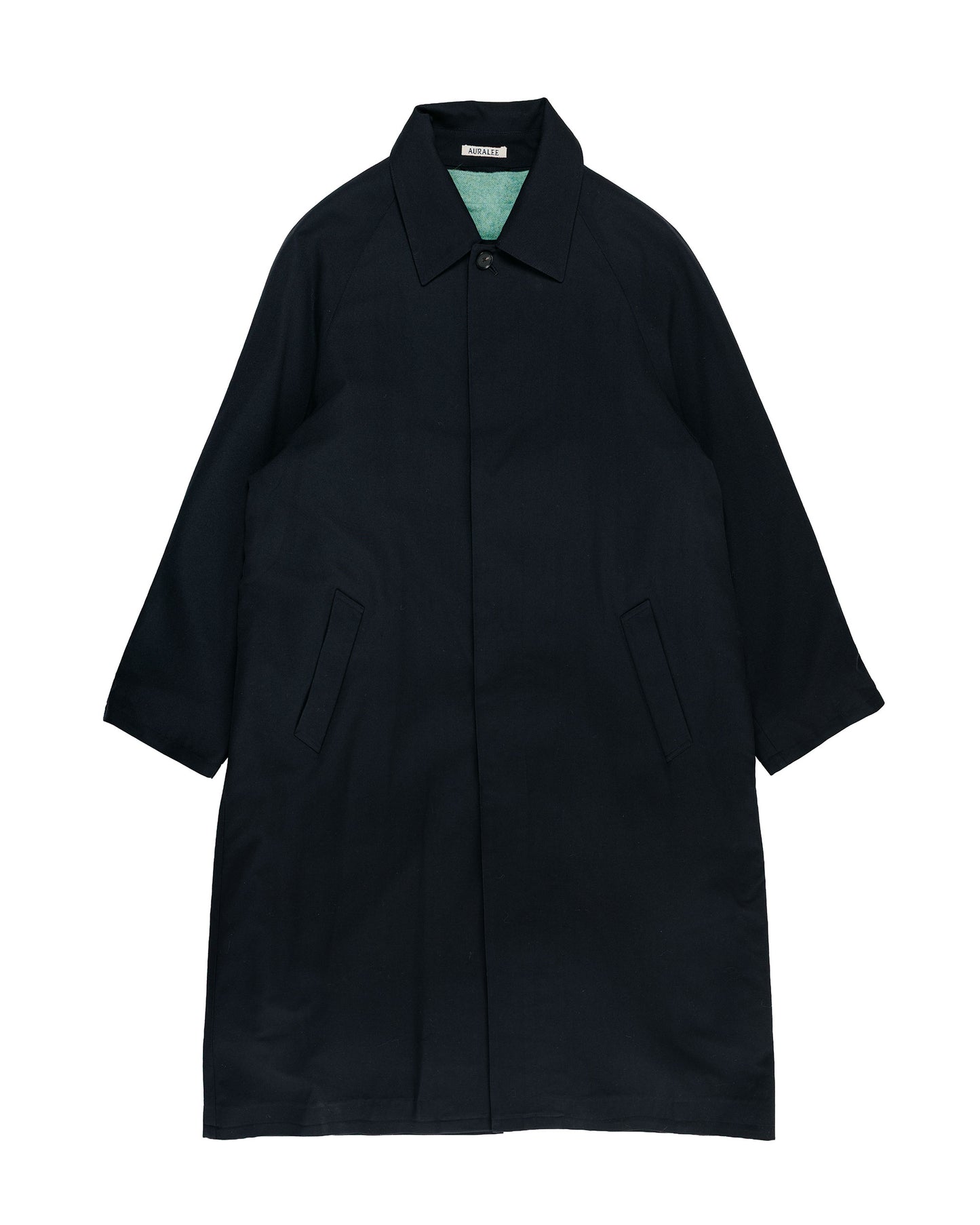 Auralee Ultra Fine Wool Twill Wool-Lined Coat Dark NavyMix Green