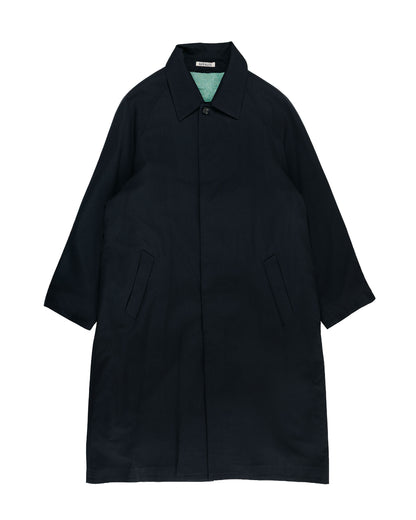 Auralee Ultra Fine Wool Twill Wool-Lined Coat Dark NavyMix Green