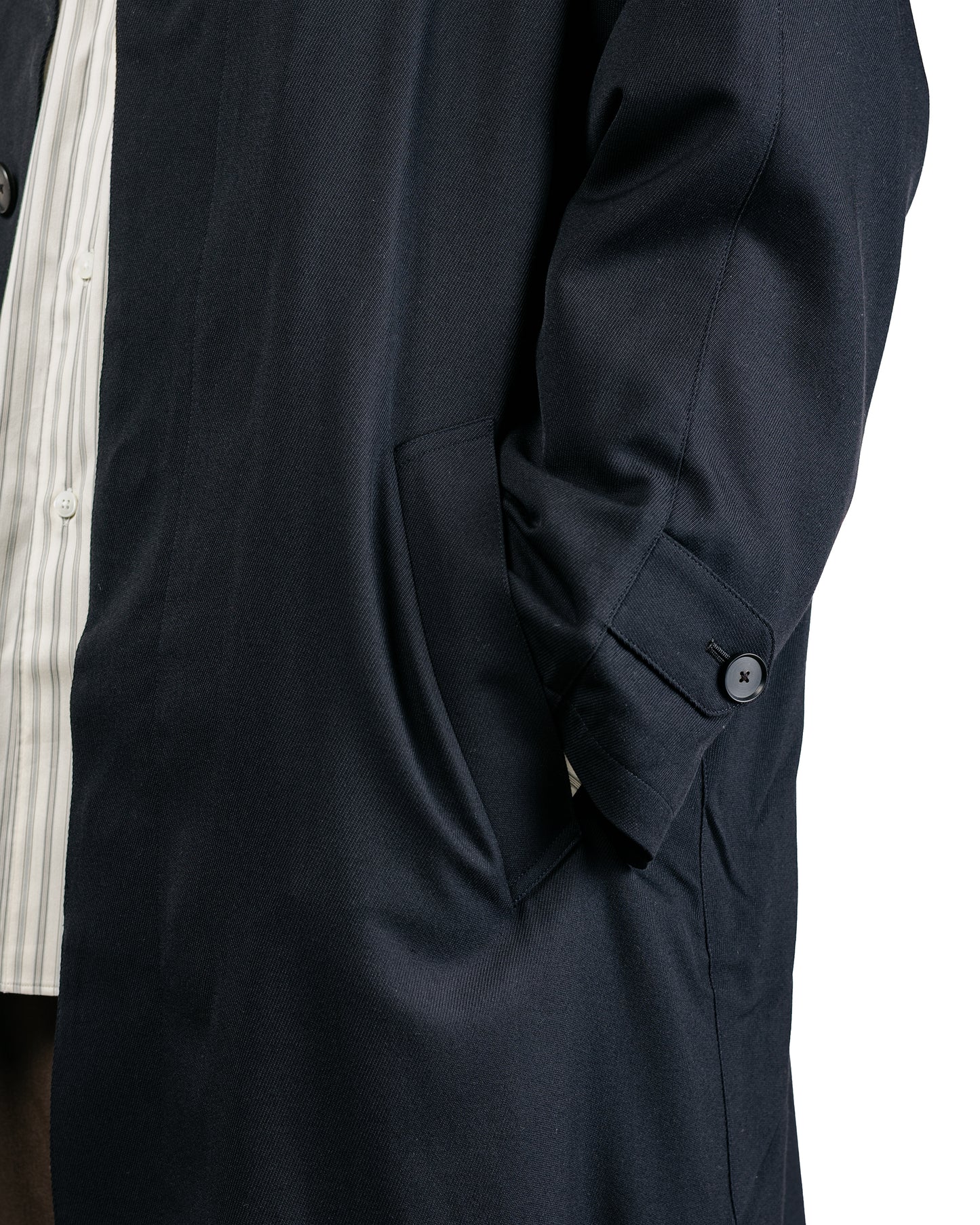 Auralee Ultra Fine Wool Twill Wool-Lined Coat Dark NavyMix Green