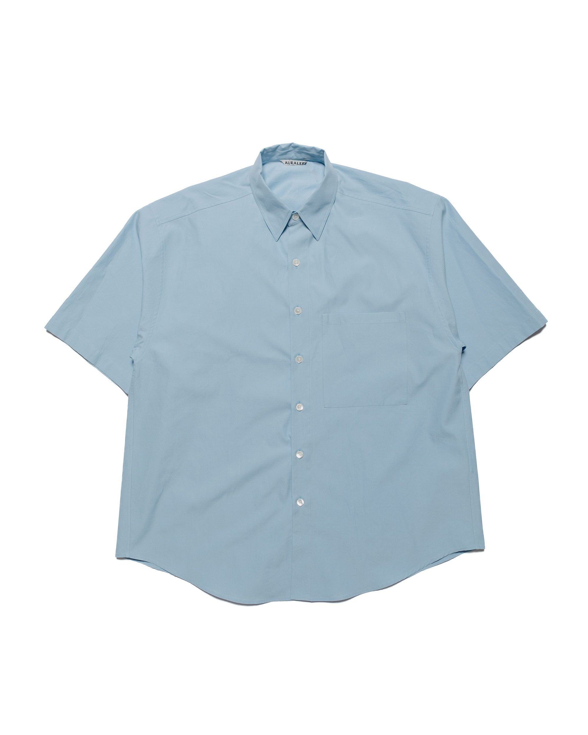 Auralee Washed Finx Twill Big Half Sleeved Shirt Sax Blue