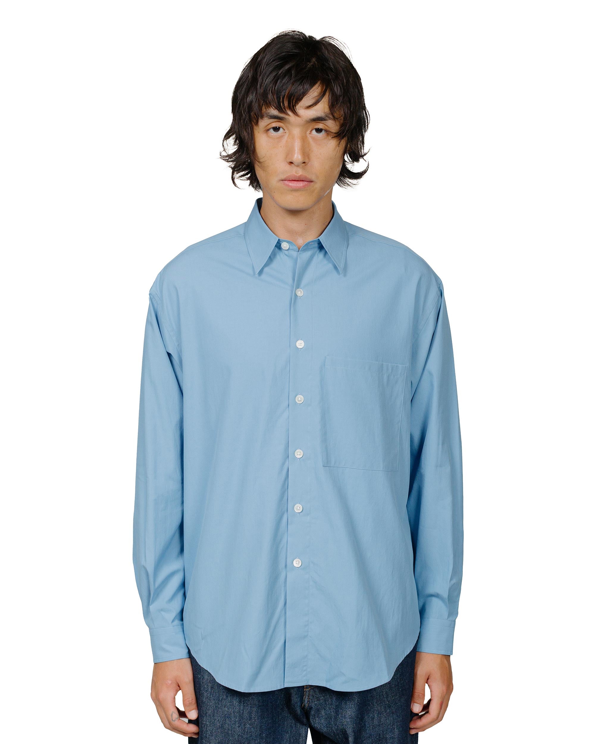 Auralee Washed Finx Twill Big Shirt Blue