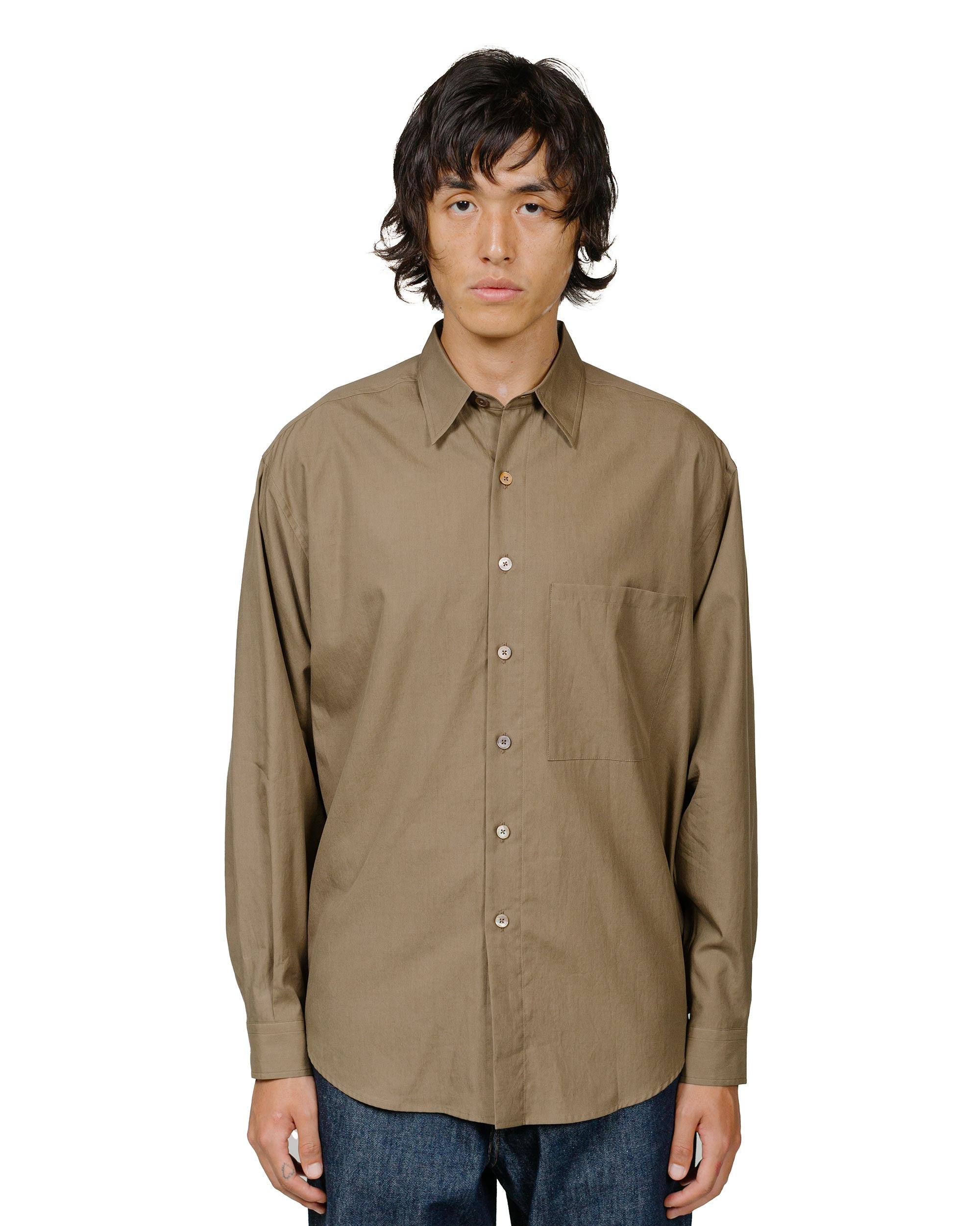 Auralee Washed Finx Twill Big Shirt Brown