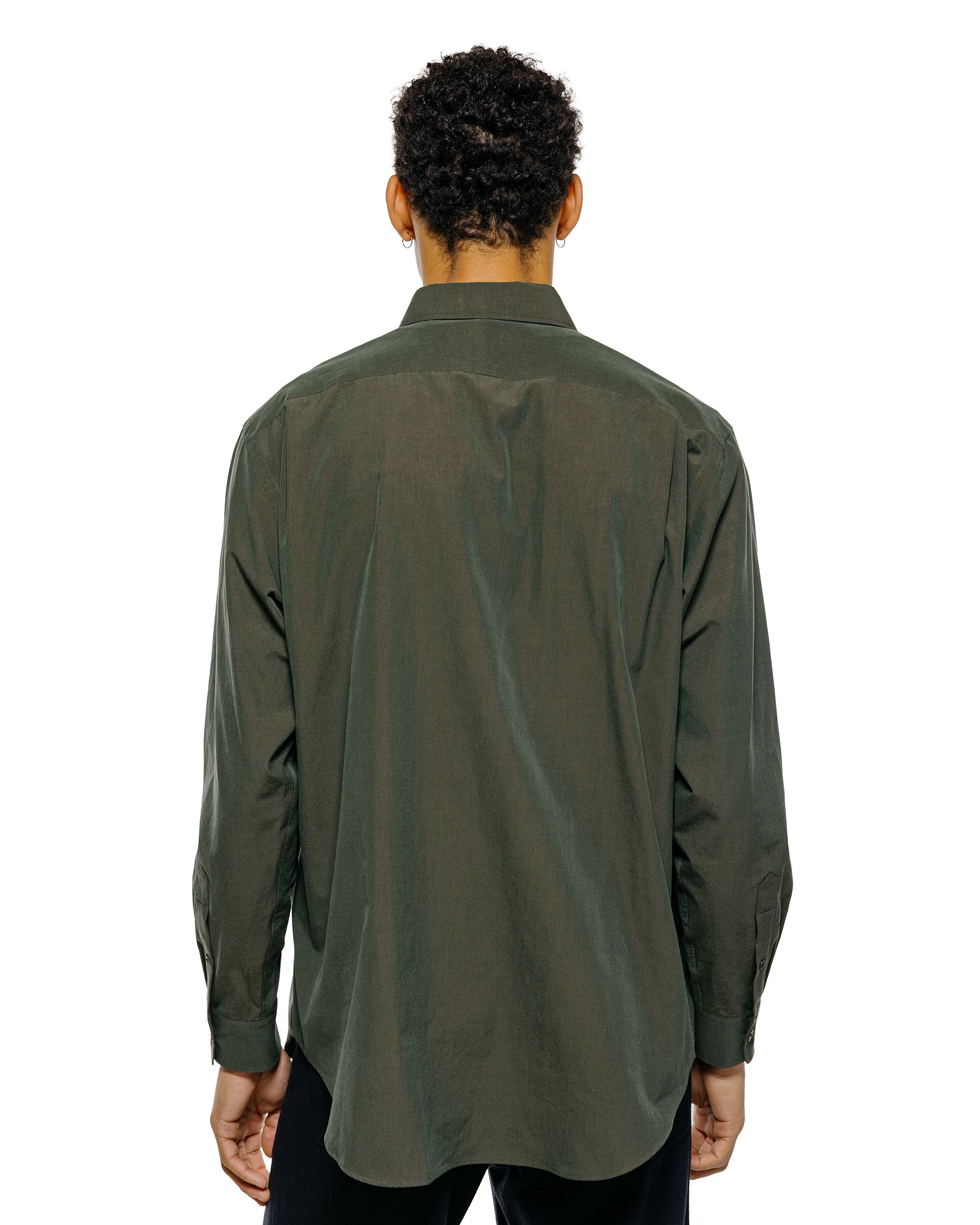 Auralee Washed Finx Weather Chambray Shirt Dark Olive