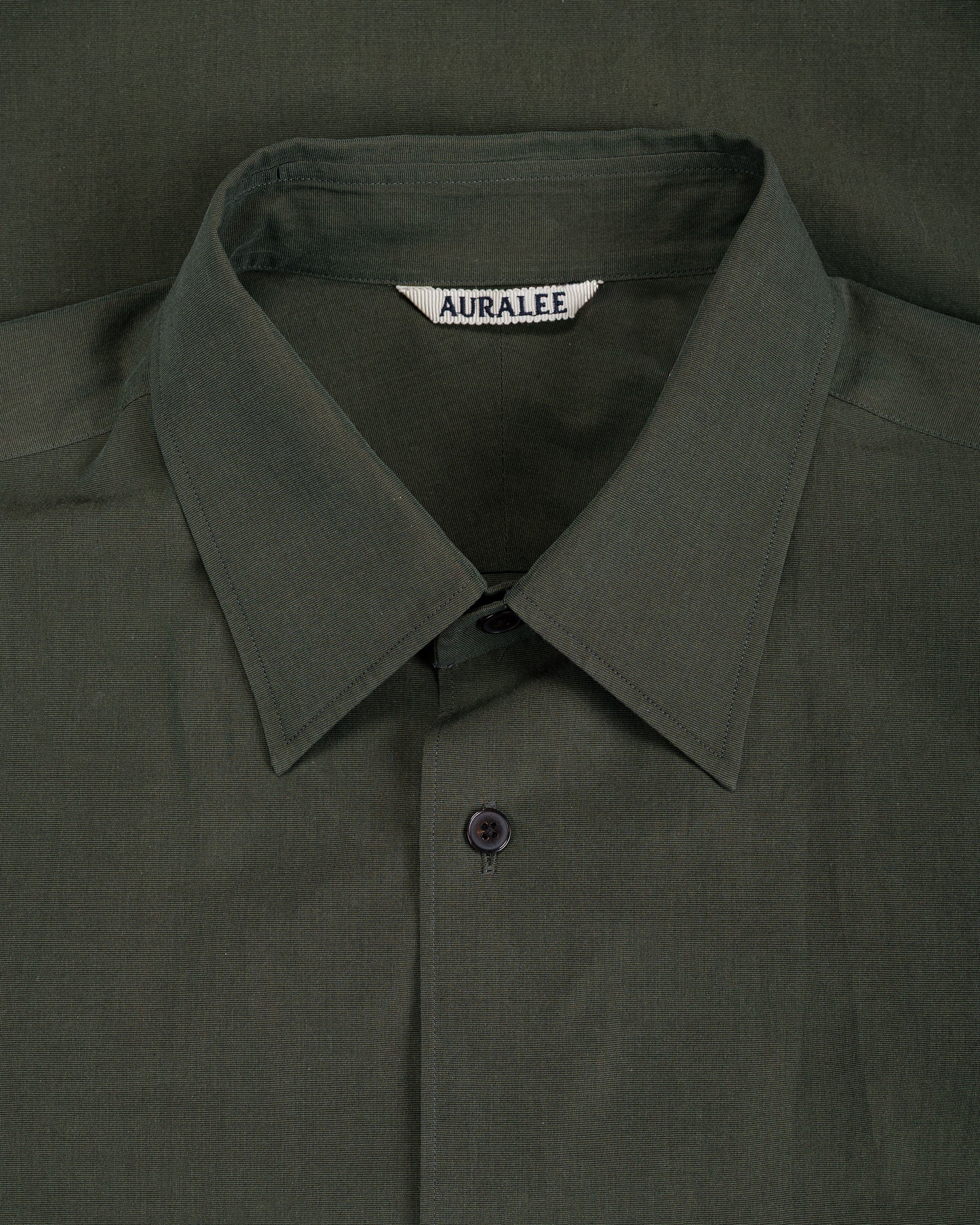 Auralee Washed Finx Weather Chambray Shirt Dark Olive