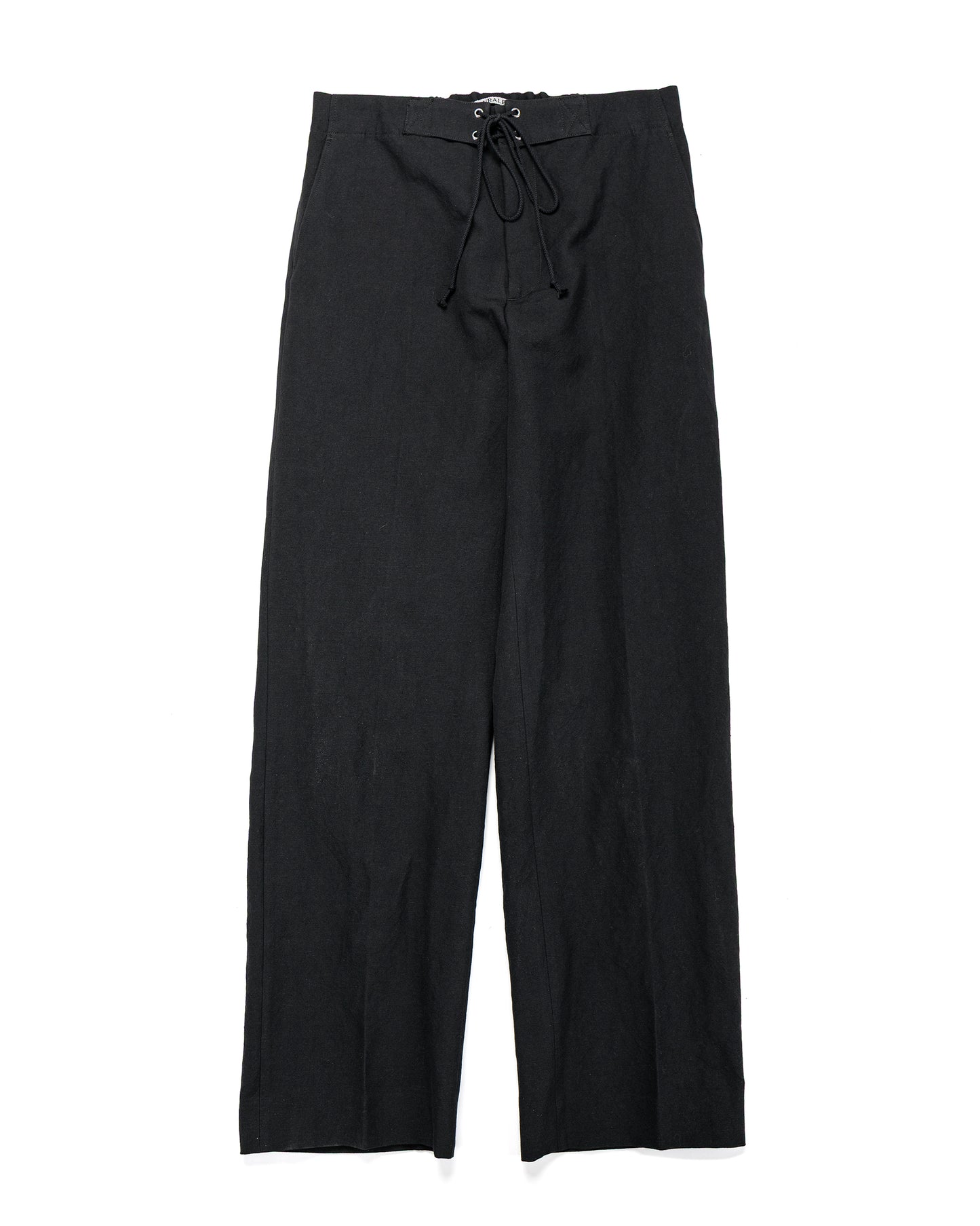 Auralee Wool Cotton Linen Ox Drawstring Pants Black