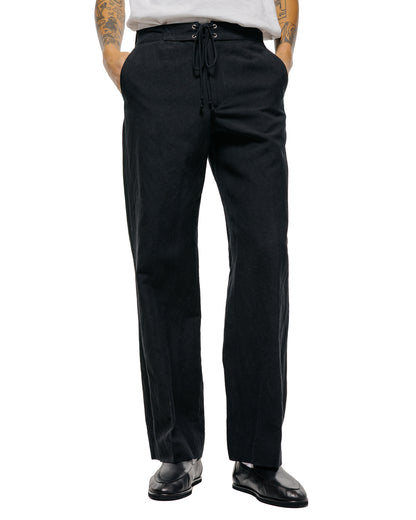 Auralee Wool Cotton Linen Ox Drawstring Pants Black