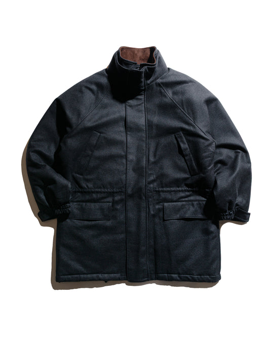 Auralee Wool Fulling Flannel Padded Over Blouson Top Charcoal
