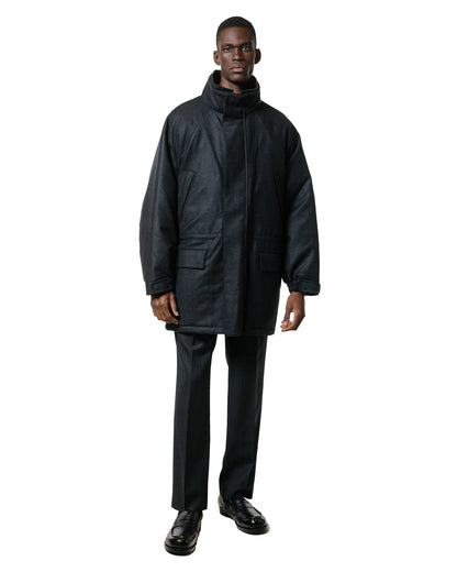 Auralee Wool Fulling Flannel Padded Over Blouson Top Charcoal
