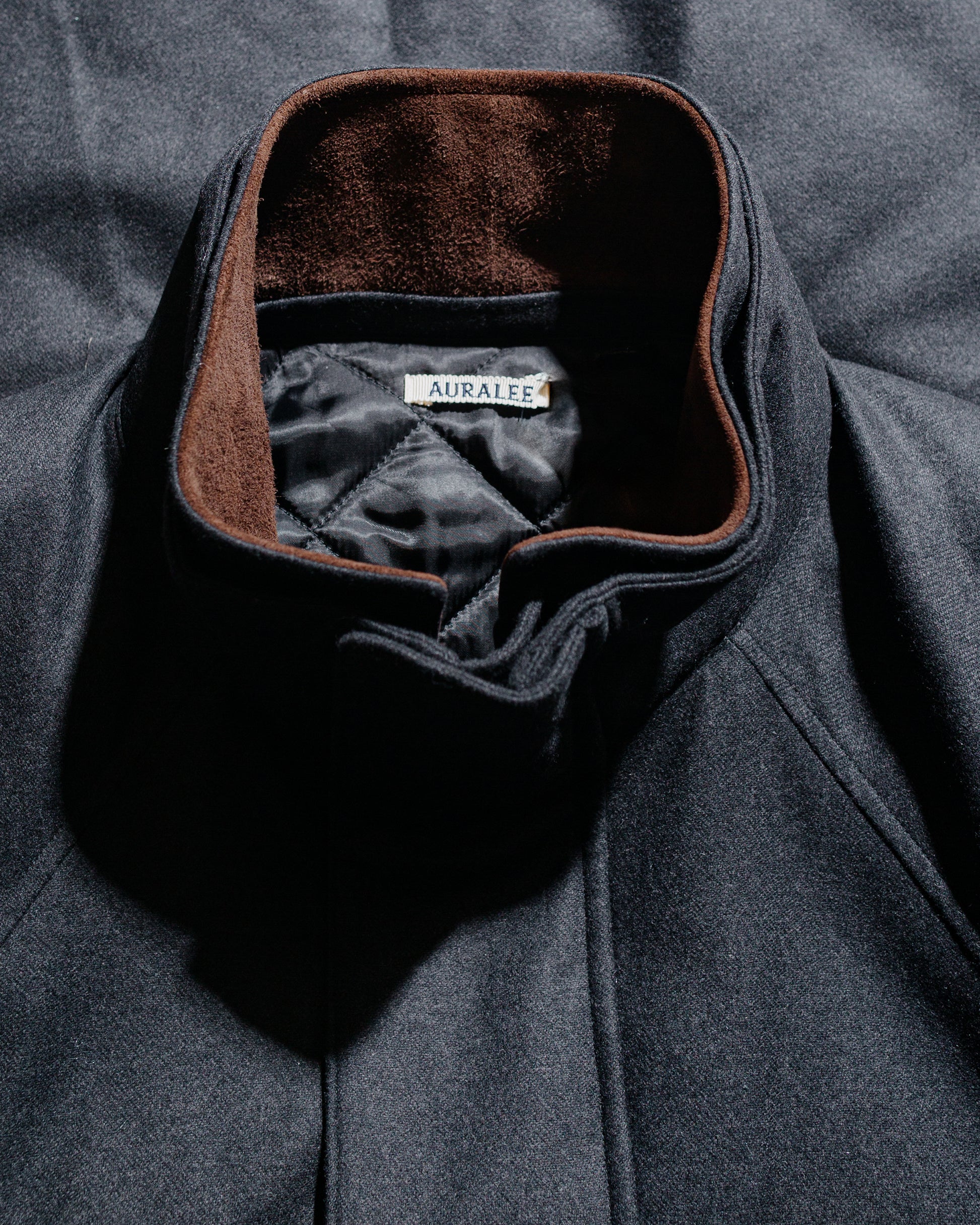 Auralee Wool Fulling Flannel Padded Over Blouson Top Charcoal