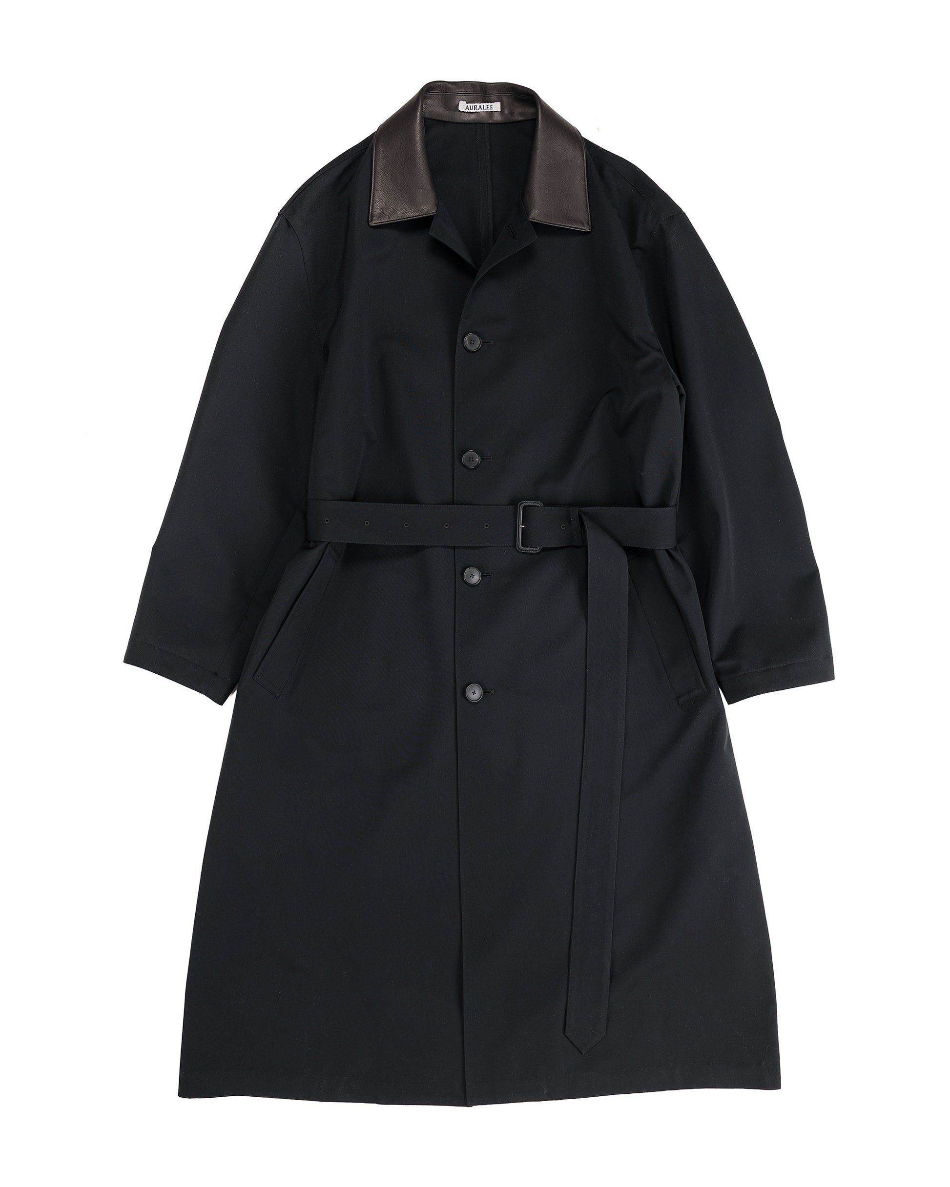 Auralee Wool Max Canvas Coat Black