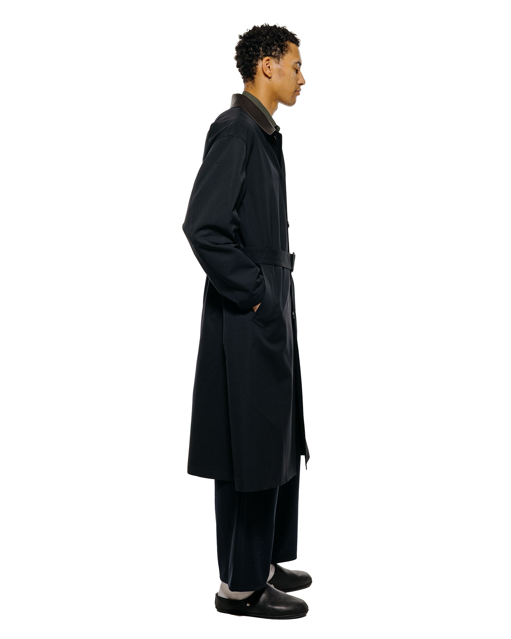 Auralee Wool Max Canvas Coat Black