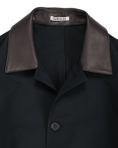 Auralee Wool Max Canvas Coat Black