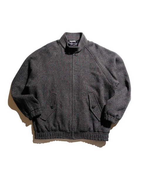 Auralee Wool Silk Tweed Zip Blouson Gray Brown Hairline