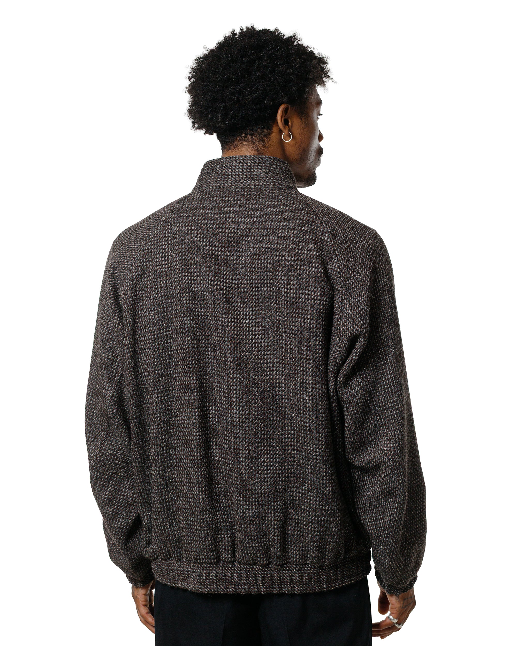 Auralee Wool Silk Tweed Zip Blouson Gray Brown Hairline