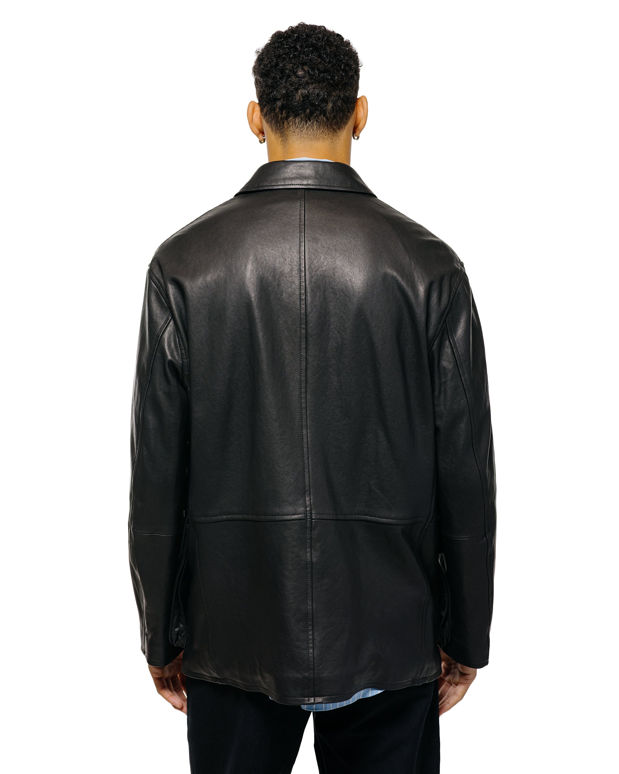 ジャケット・アウター 26 AURALEE TEXTURED LAMB LEATHER BLOUSON Auralee Textured Lamb Leather Blouson Black