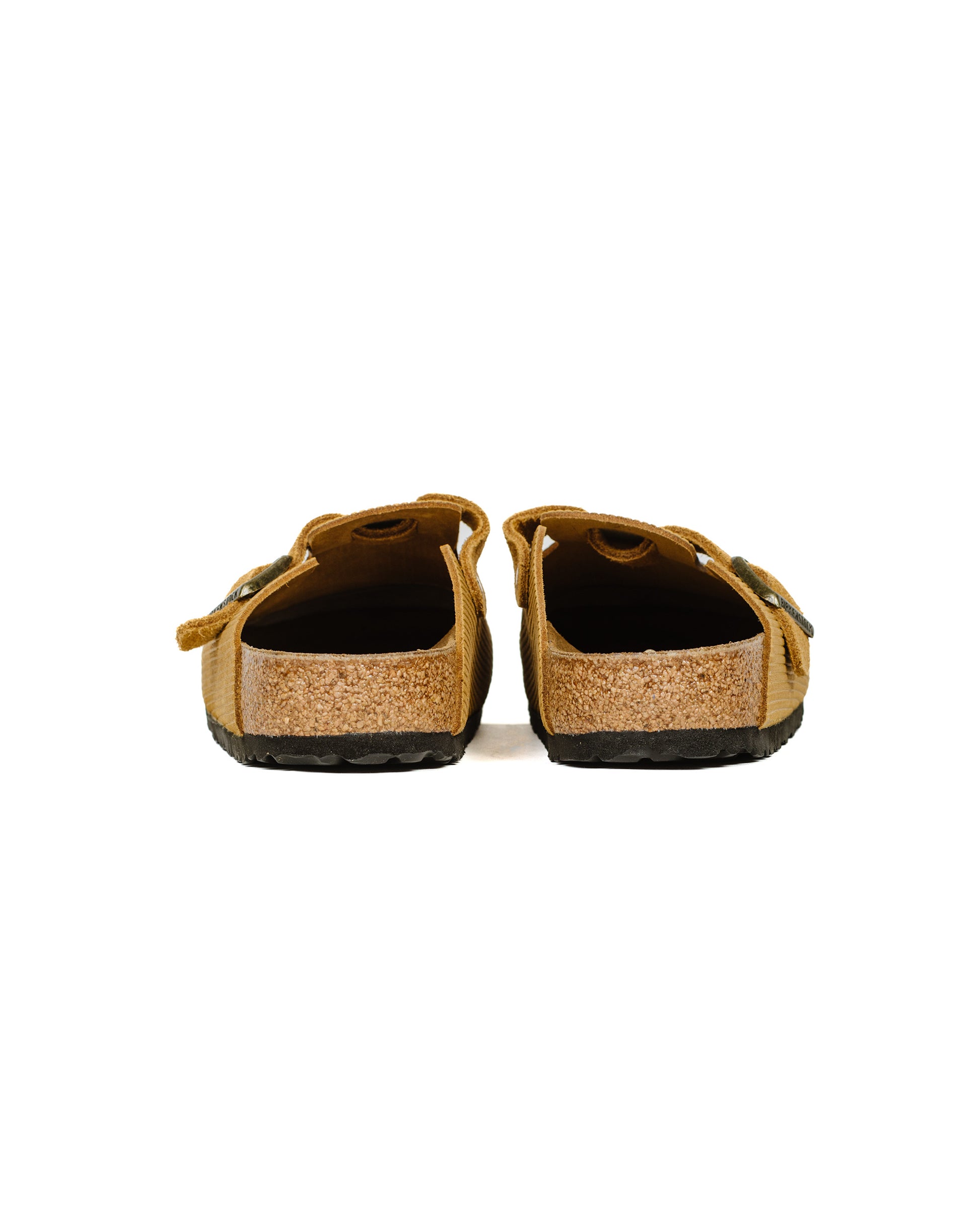 Birkenstock Boston Cork Brown Suede Corduroy Rear 