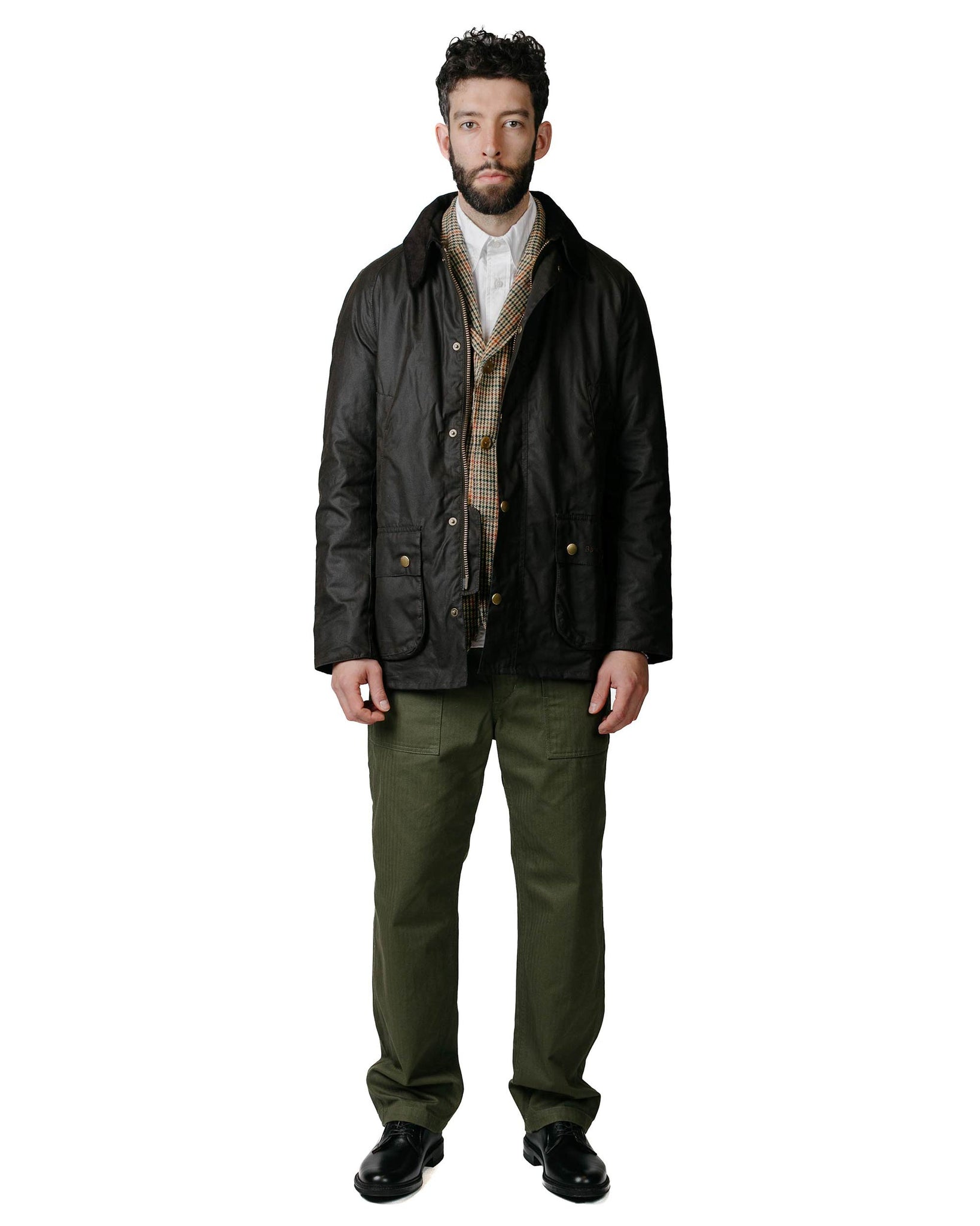 Barbour Ashby Wax Jacket Olive Model Full