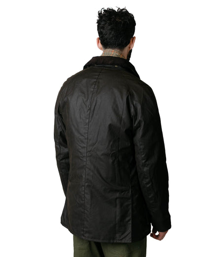 Barbour Ashby Wax Jacket Olive Model Back