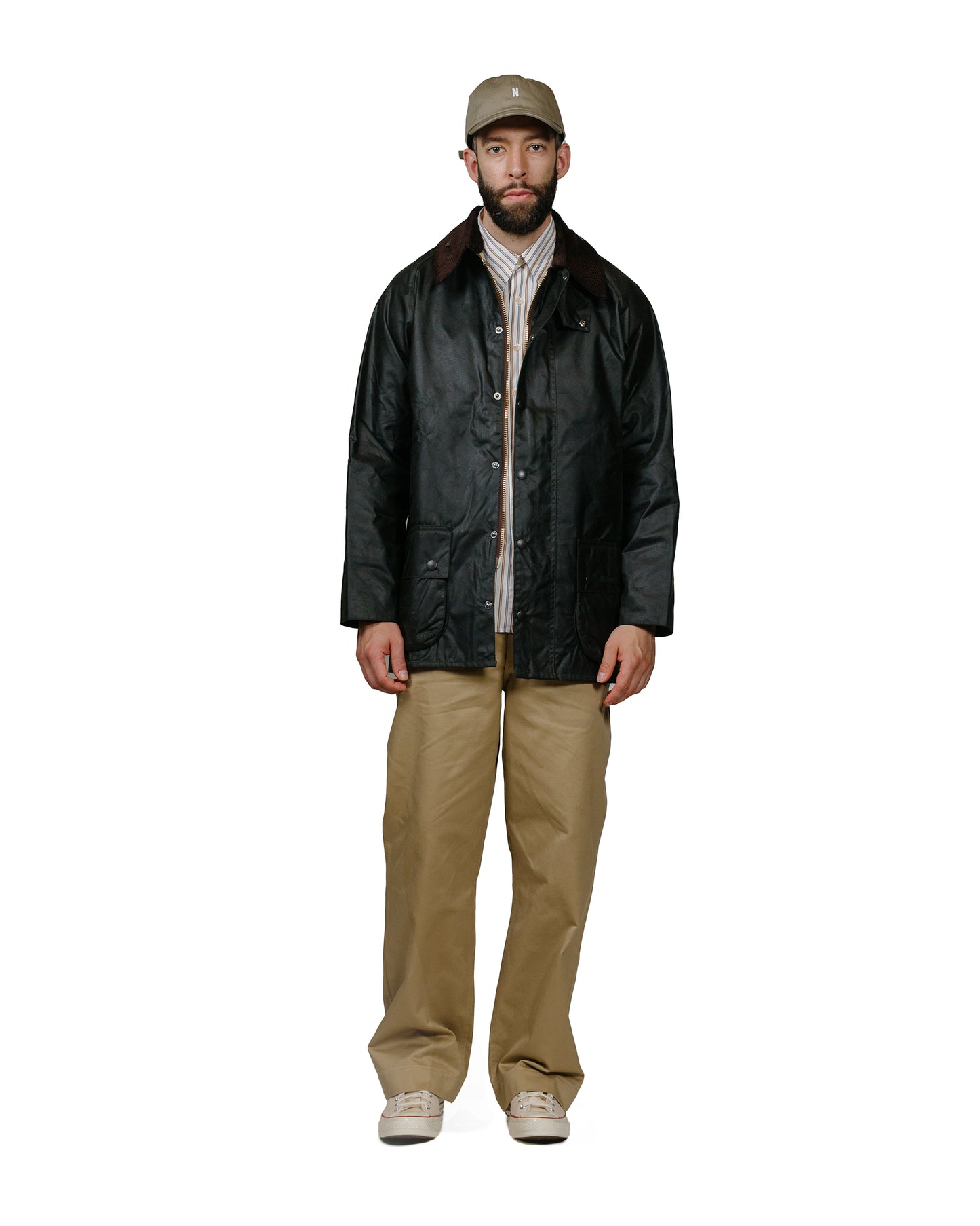 Barbour Beaufort Wax Jacket Sage model full