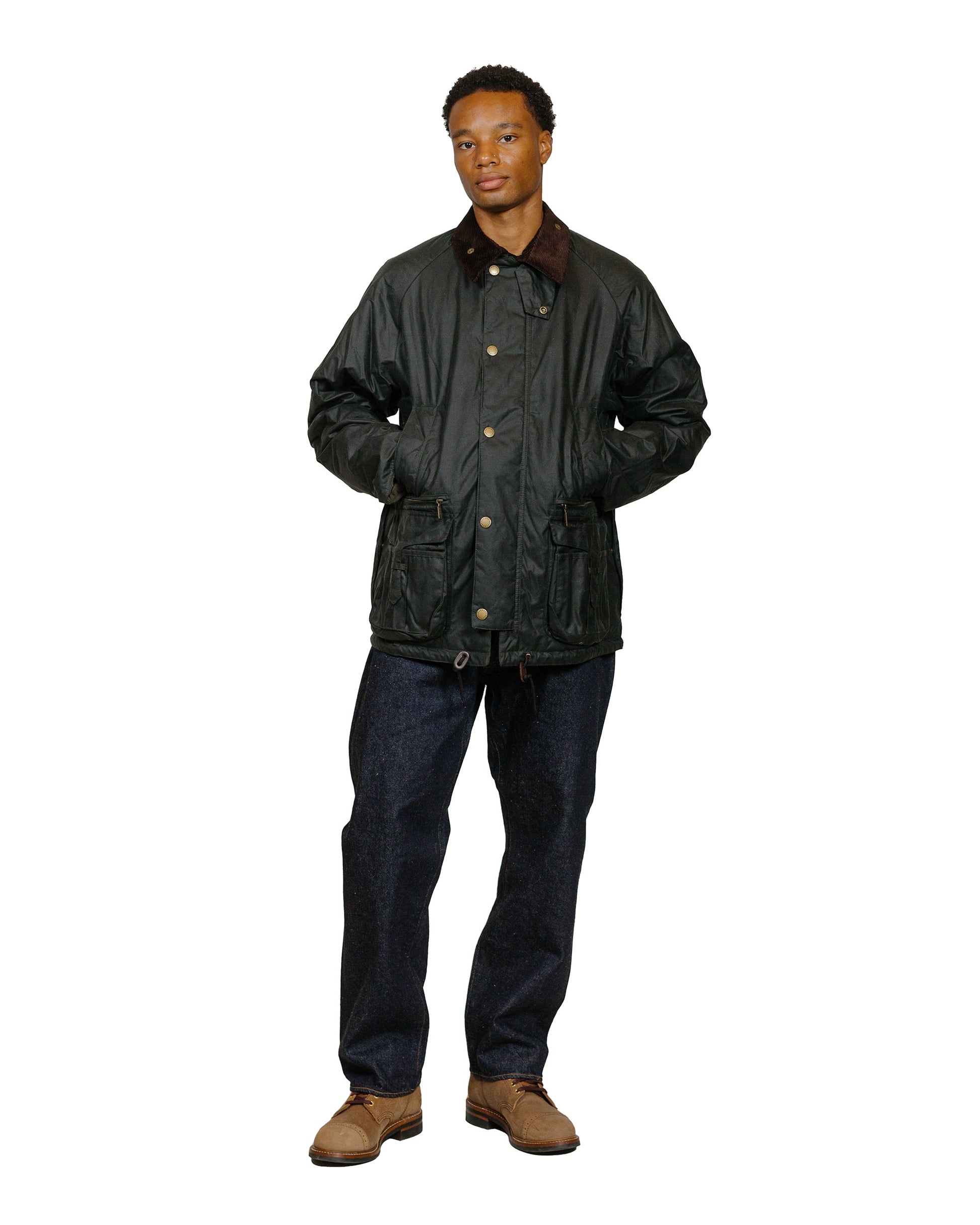 Barbour Modified Beaufort Waxed Jacket Sage model full