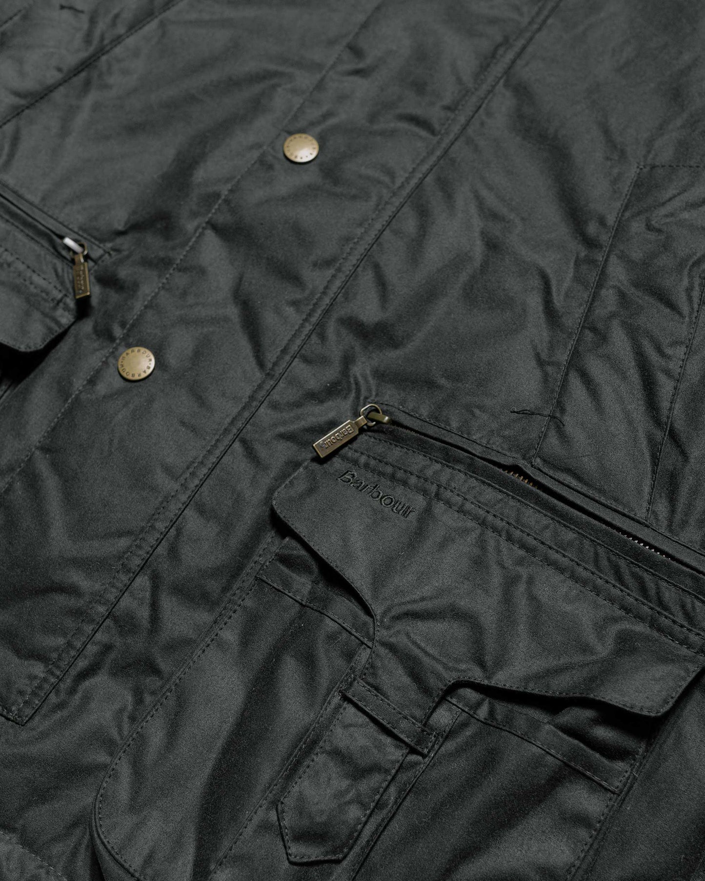 Barbour Modified Beaufort Waxed Jacket Sage detail