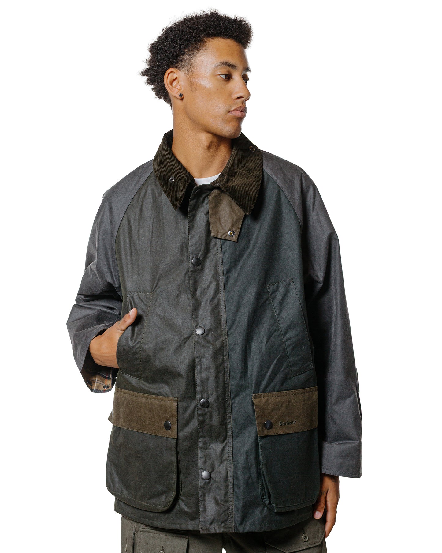 Barbour Patchwork Bedale Wax Jacket Sage Multi