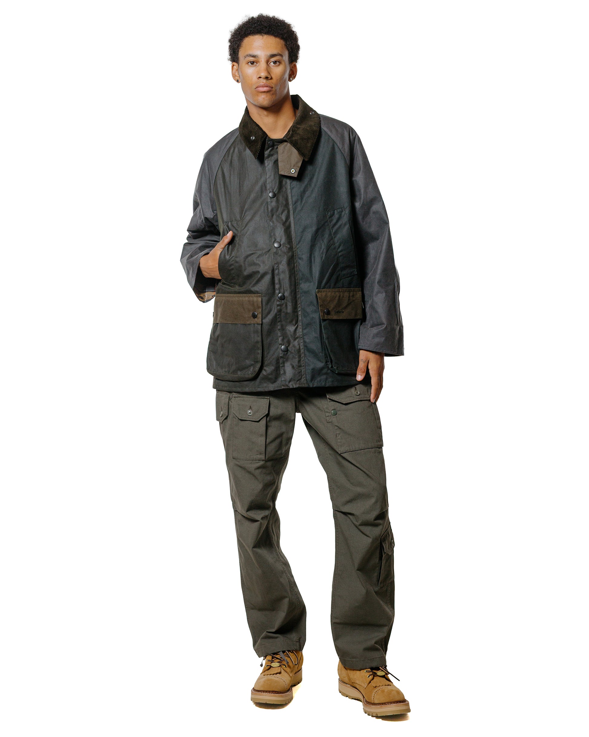 Barbour Patchwork Bedale Wax Jacket Sage Multi