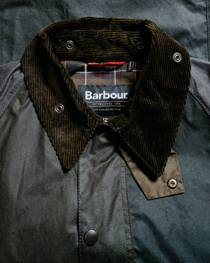 Barbour Patchwork Bedale Wax Jacket Sage Multi