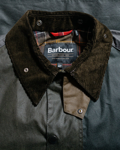 Barbour Patchwork Transport Waxed Jacket Sage Multi
