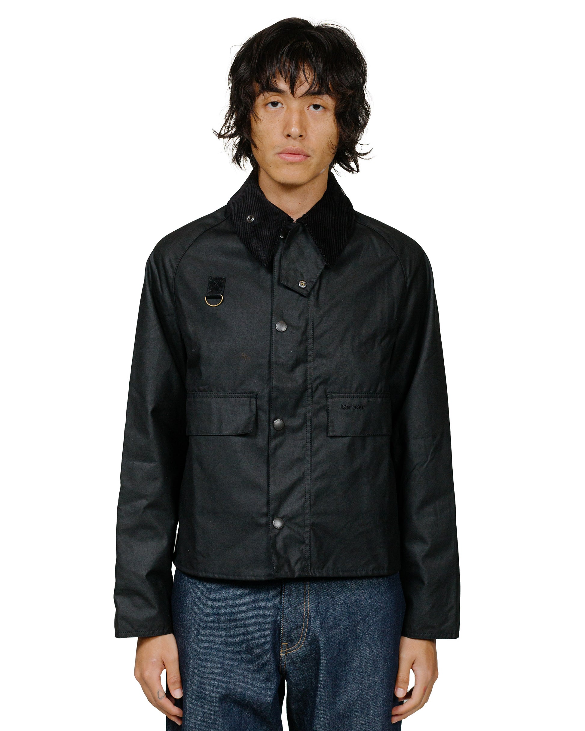 Barbour SL Spey Wax Jacket Black model front