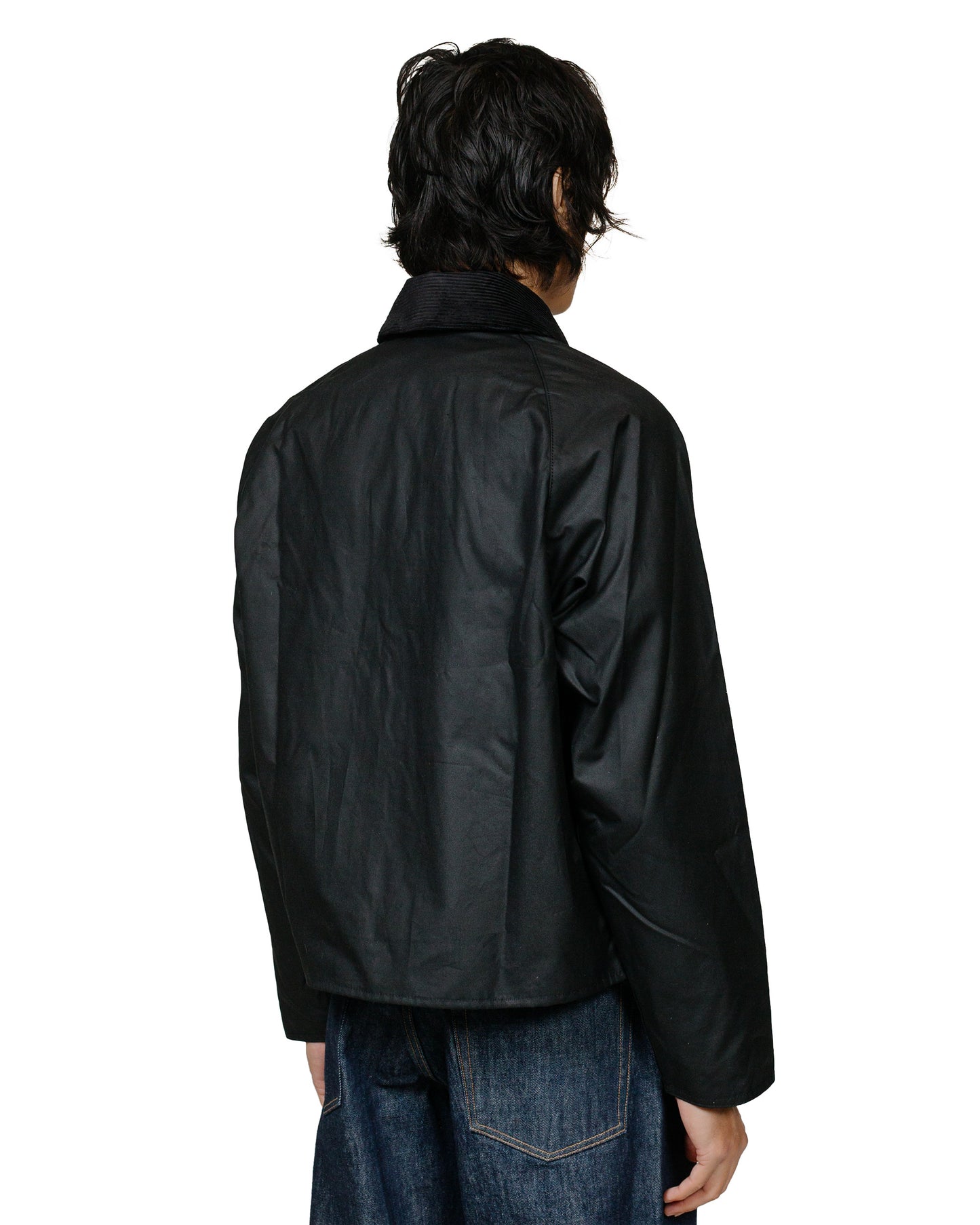 Barbour SL Spey Wax Jacket Black model back