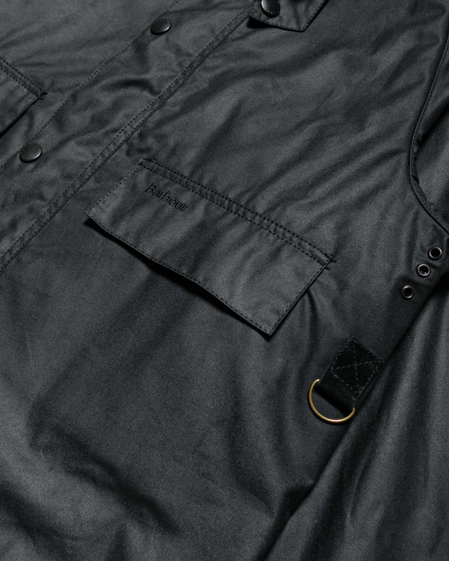 Barbour SL Spey Wax Jacket Black detail