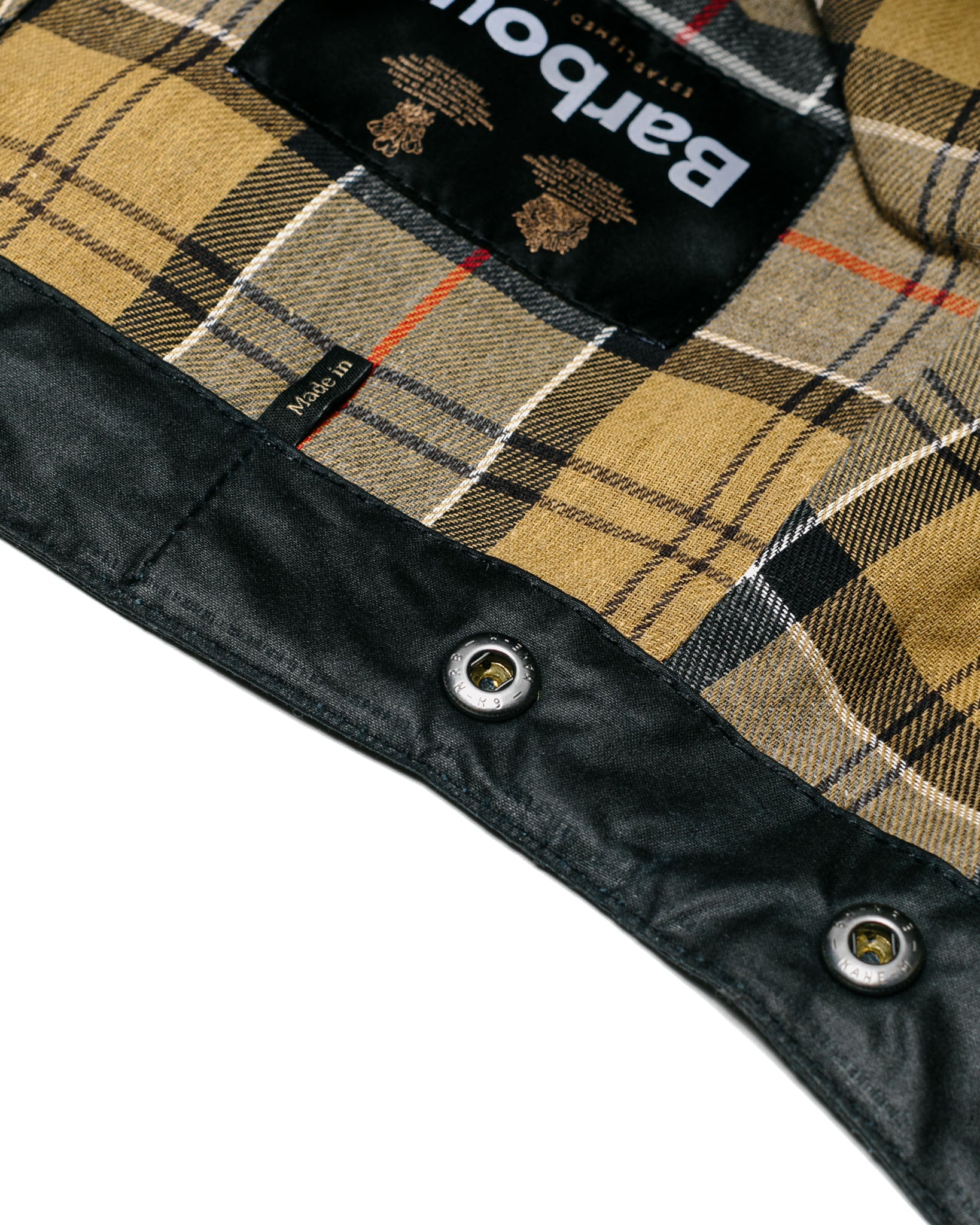 Barbour Waxed Cotton Hood Navy Detail