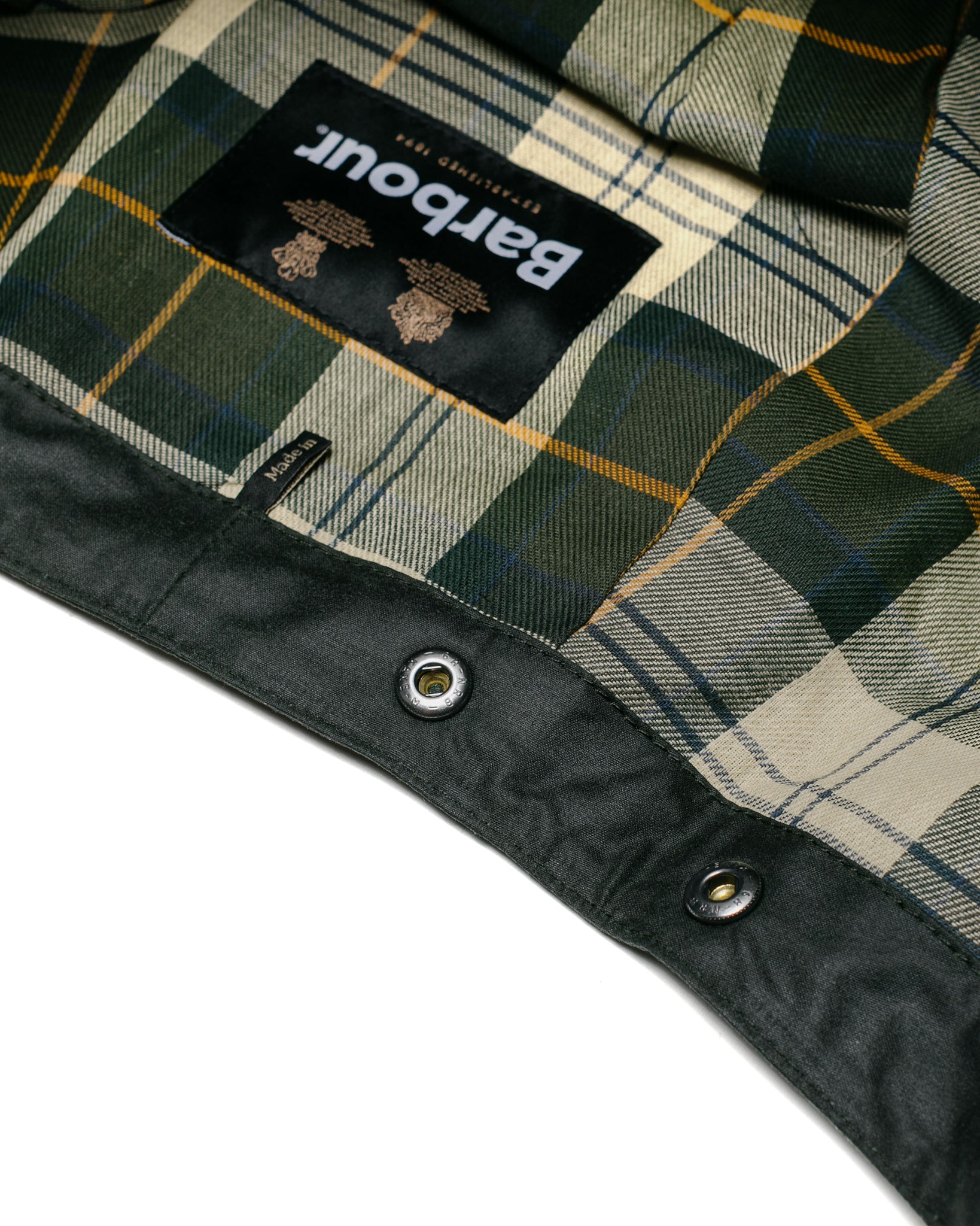 Barbour Waxed Cotton Hood Sage Detail