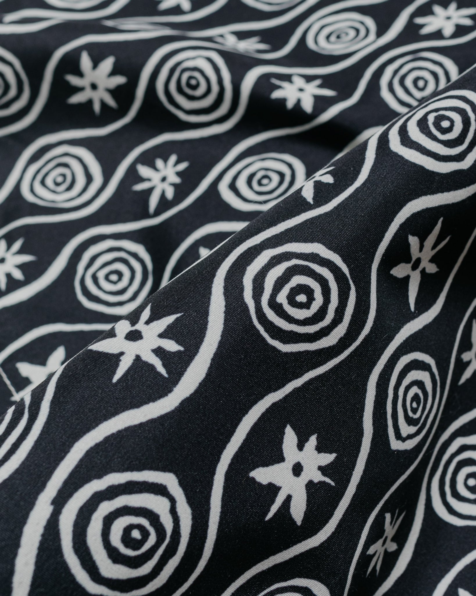 Bather Black Sunwhirl Print Swim Trunk fabric
