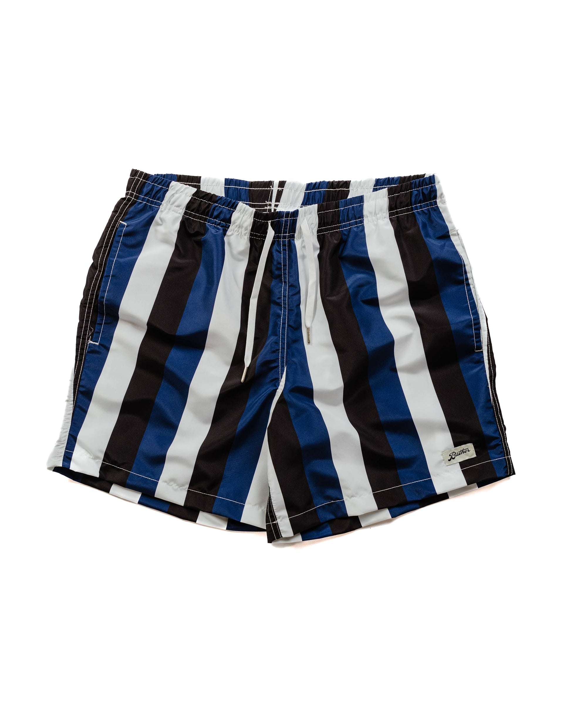 Bather Blue & Black Fine Stripe Swim Trunk