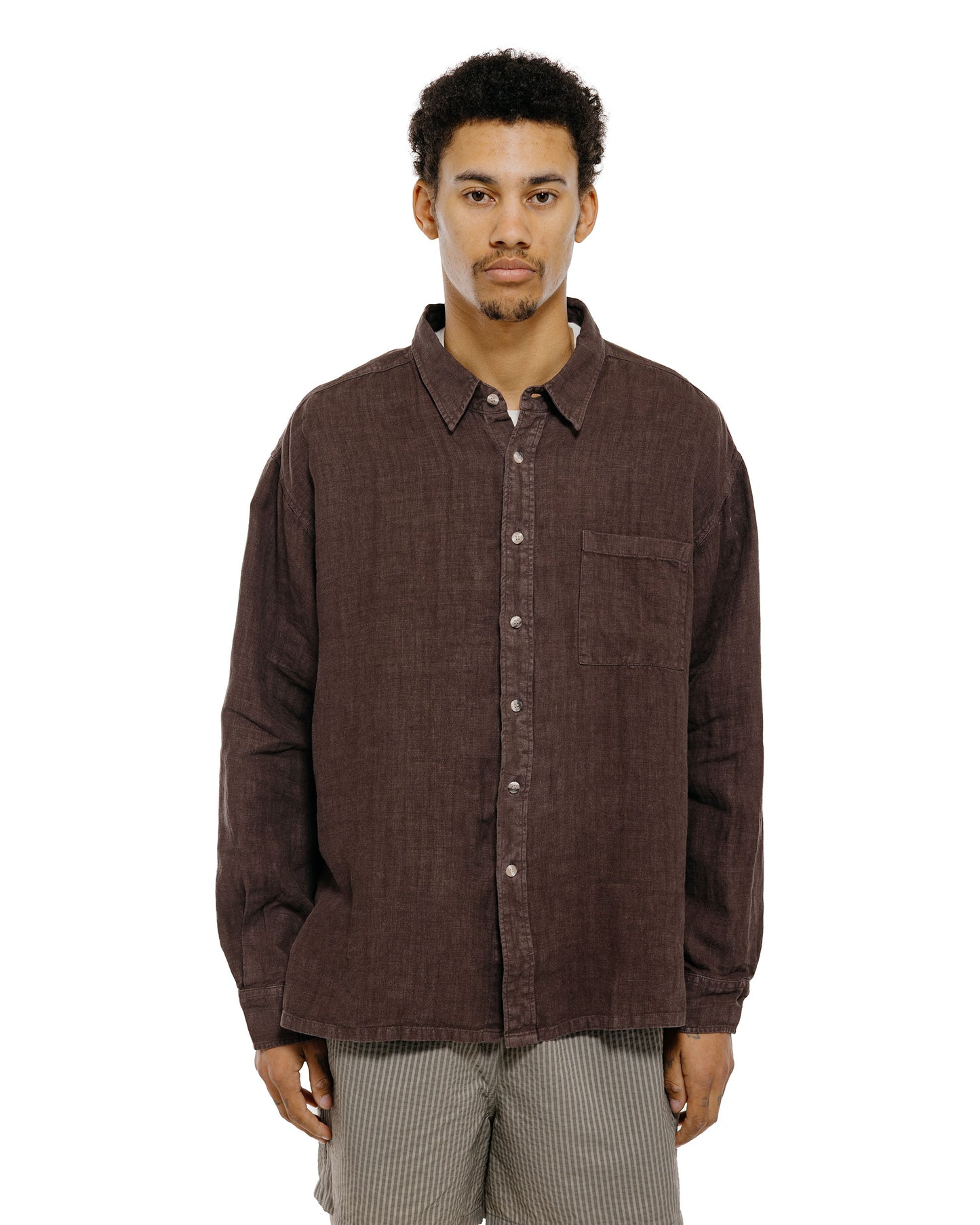 Bather Espresso Linen Leisure Shirt