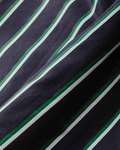 Bather Green & White Fine Stripe Camp Shirt