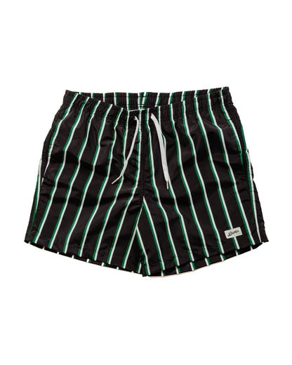 Bather Green & White Fine Stripe Swim Trunk