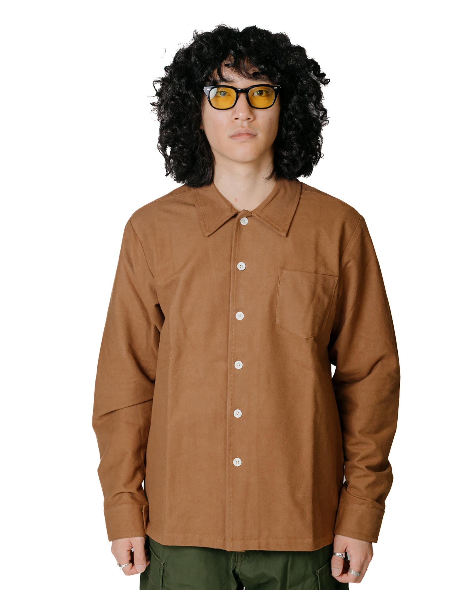 Bather Mocha Flannel Leisure Shirt Model Front