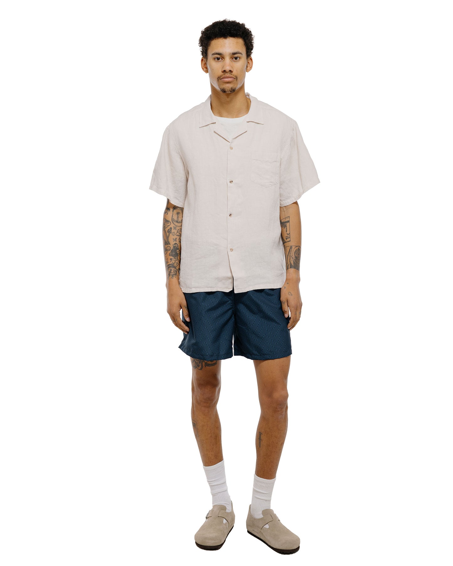Bather Navy Linen Leisure Short