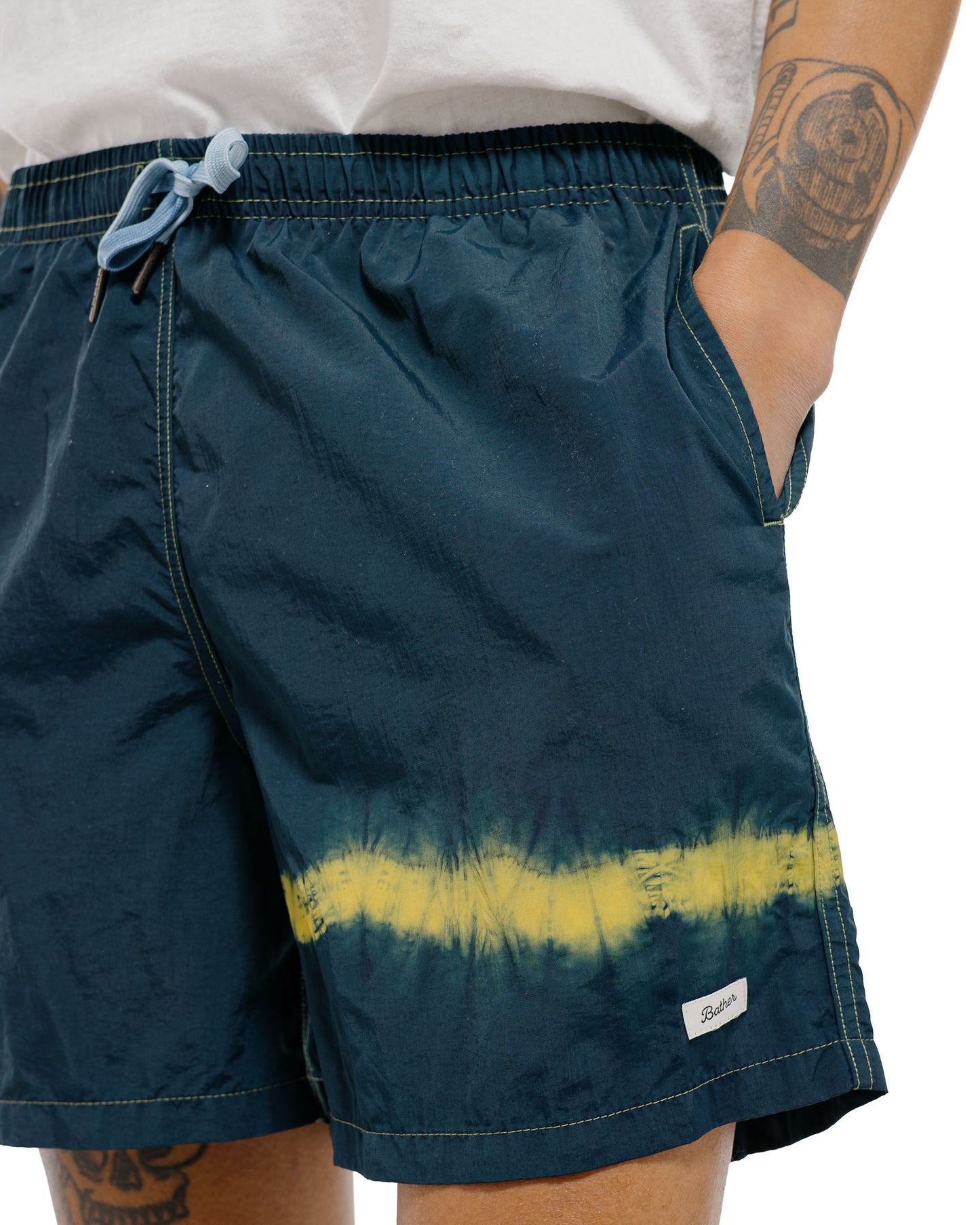Bather Caeterpillar Over Dyed Indigo Kiwi Swim Trunk