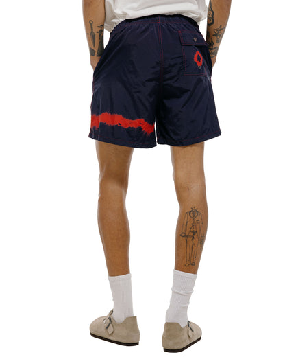 Bather Over Dyed Indigo Red Swim Trunk