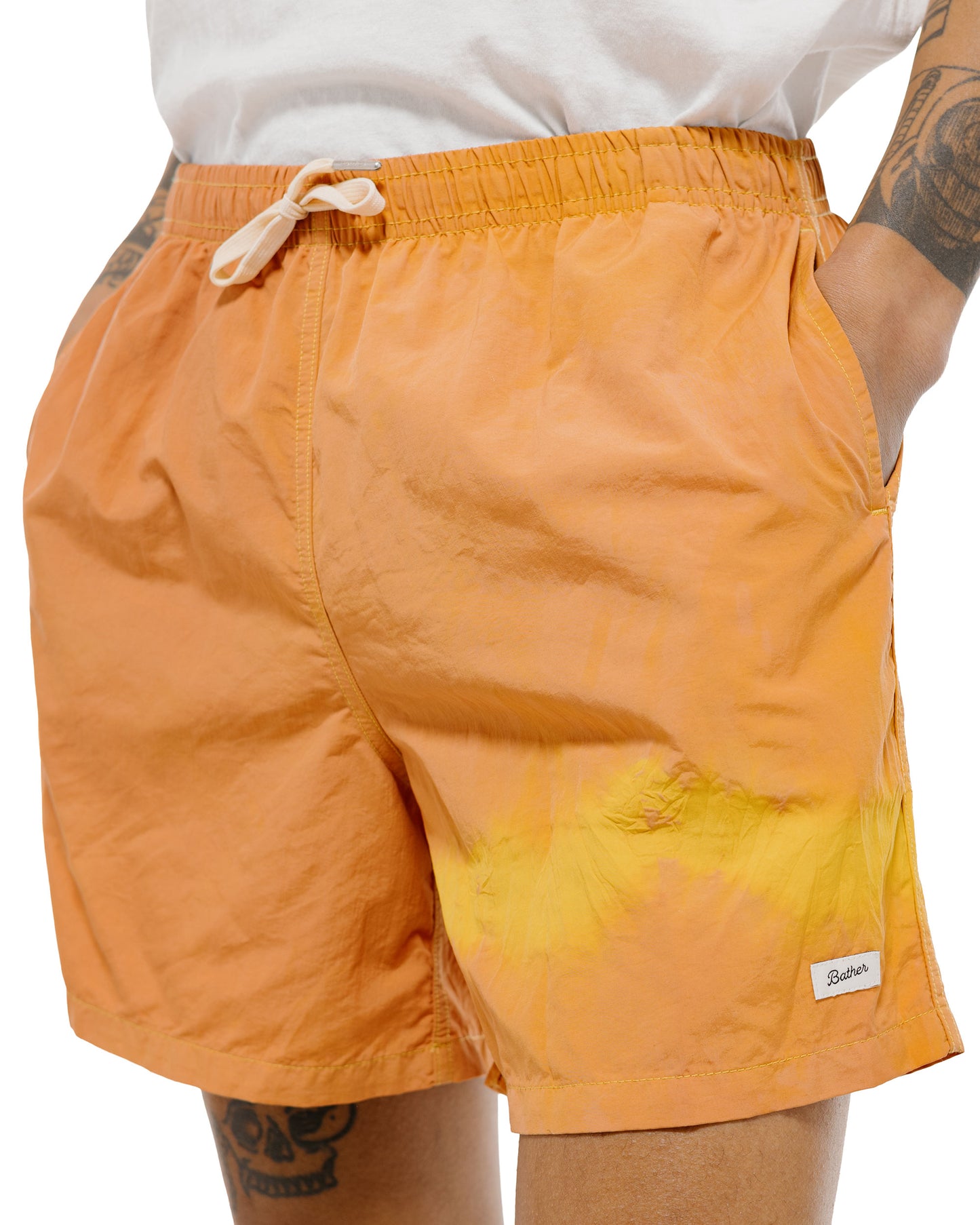Bather Over Dyed Madder Tangerine Swim Trunk
