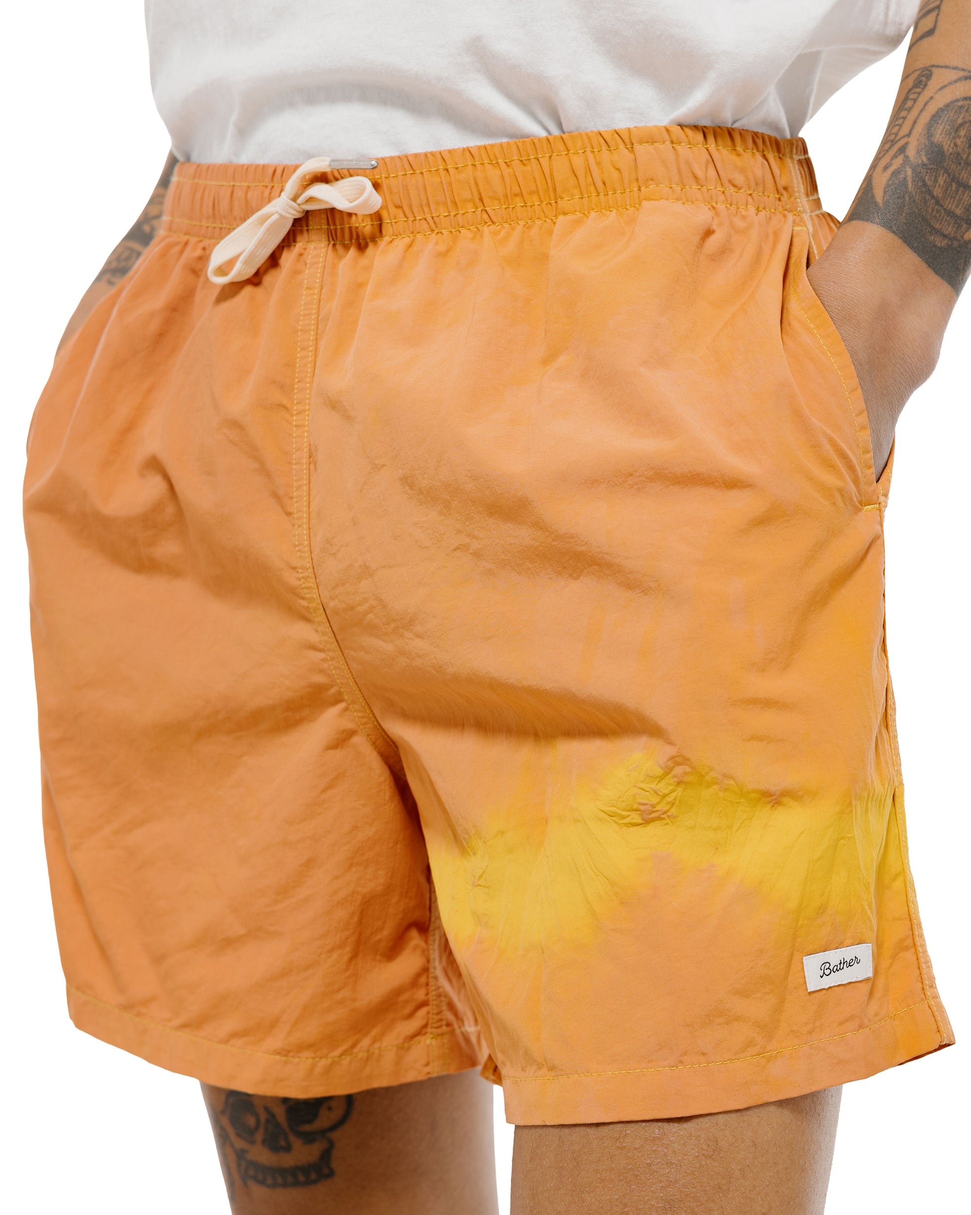 Bather Over Dyed Madder Tangerine Swim Trunk