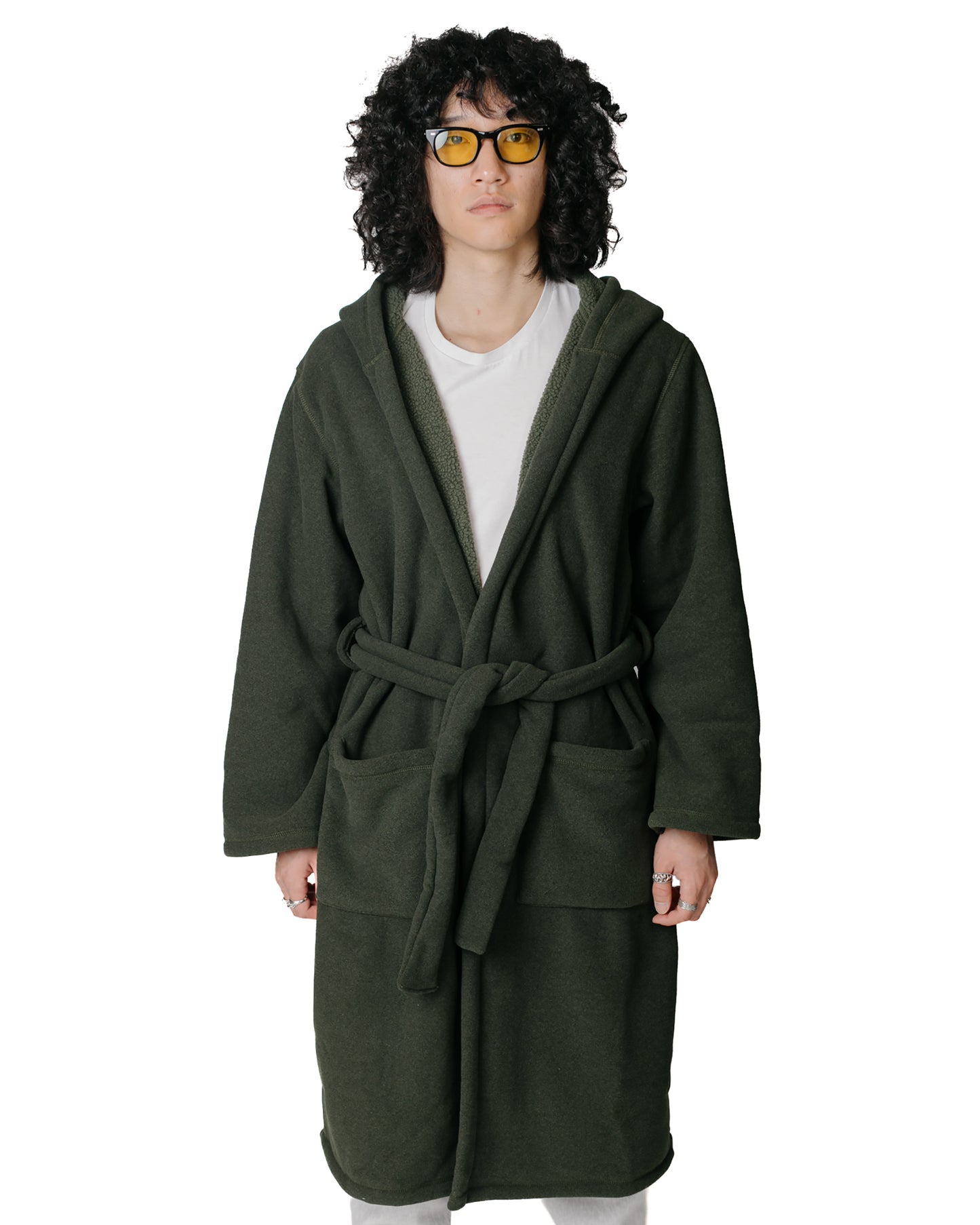 Bather Spruce Fleece Robe Model Front