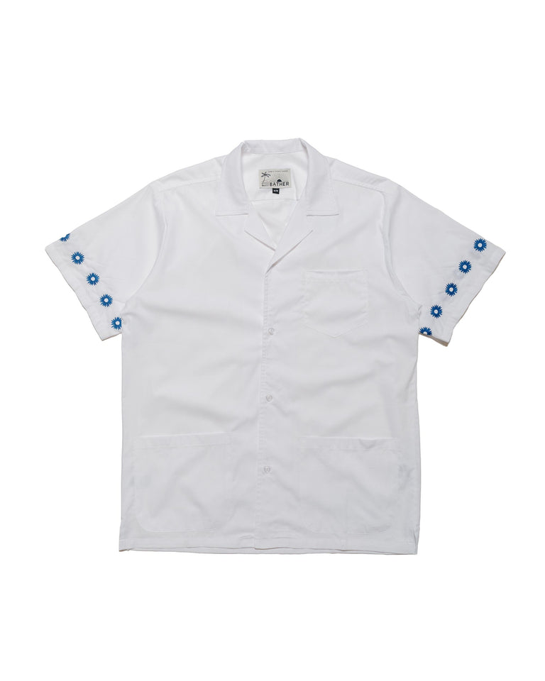 Bather White Embroidered Daisy Camp Shirt