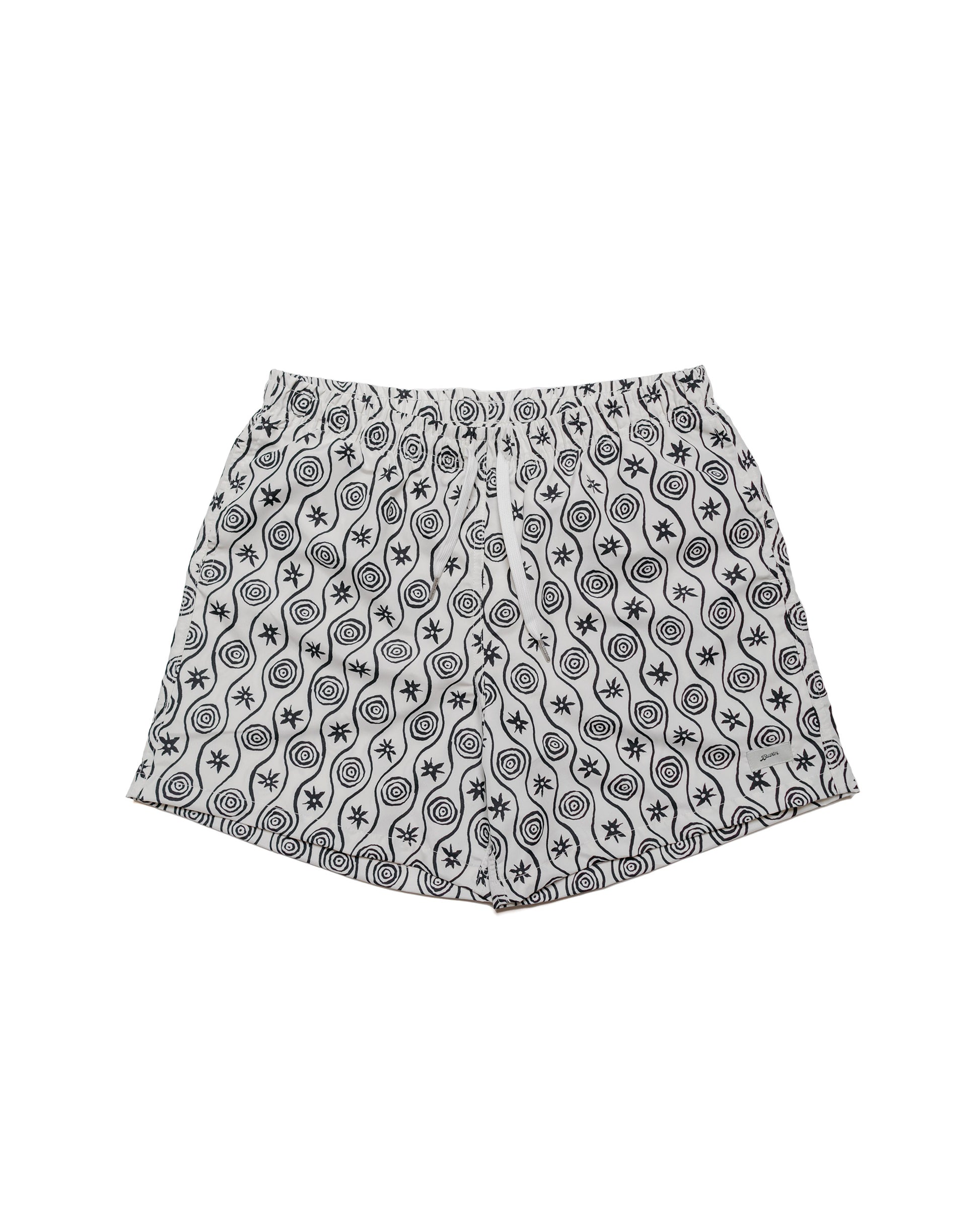 Bather White Sunwhirl Print Swim Trunk