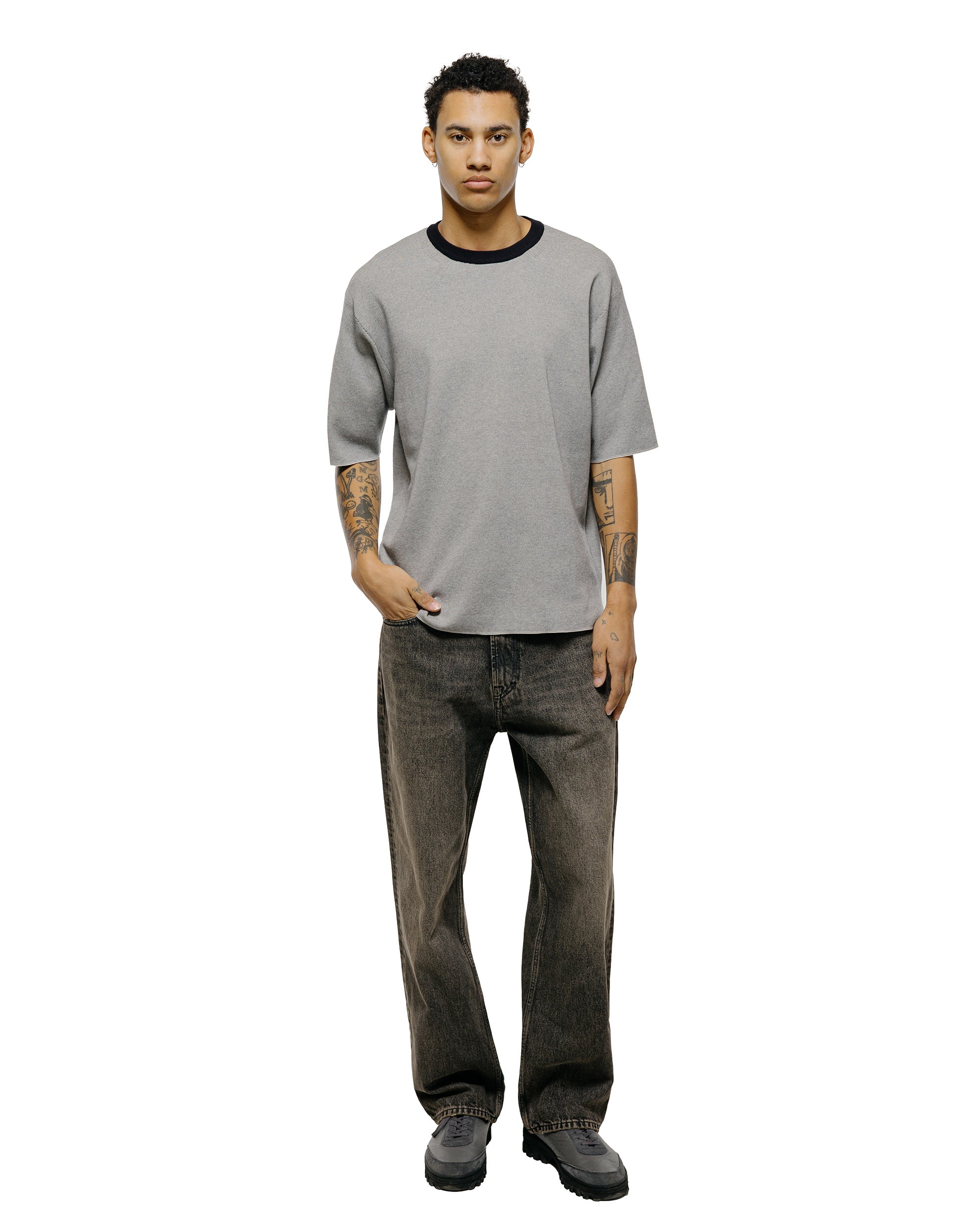 Batoner 32G Smooth Knit T-Shirt Ivory/Black