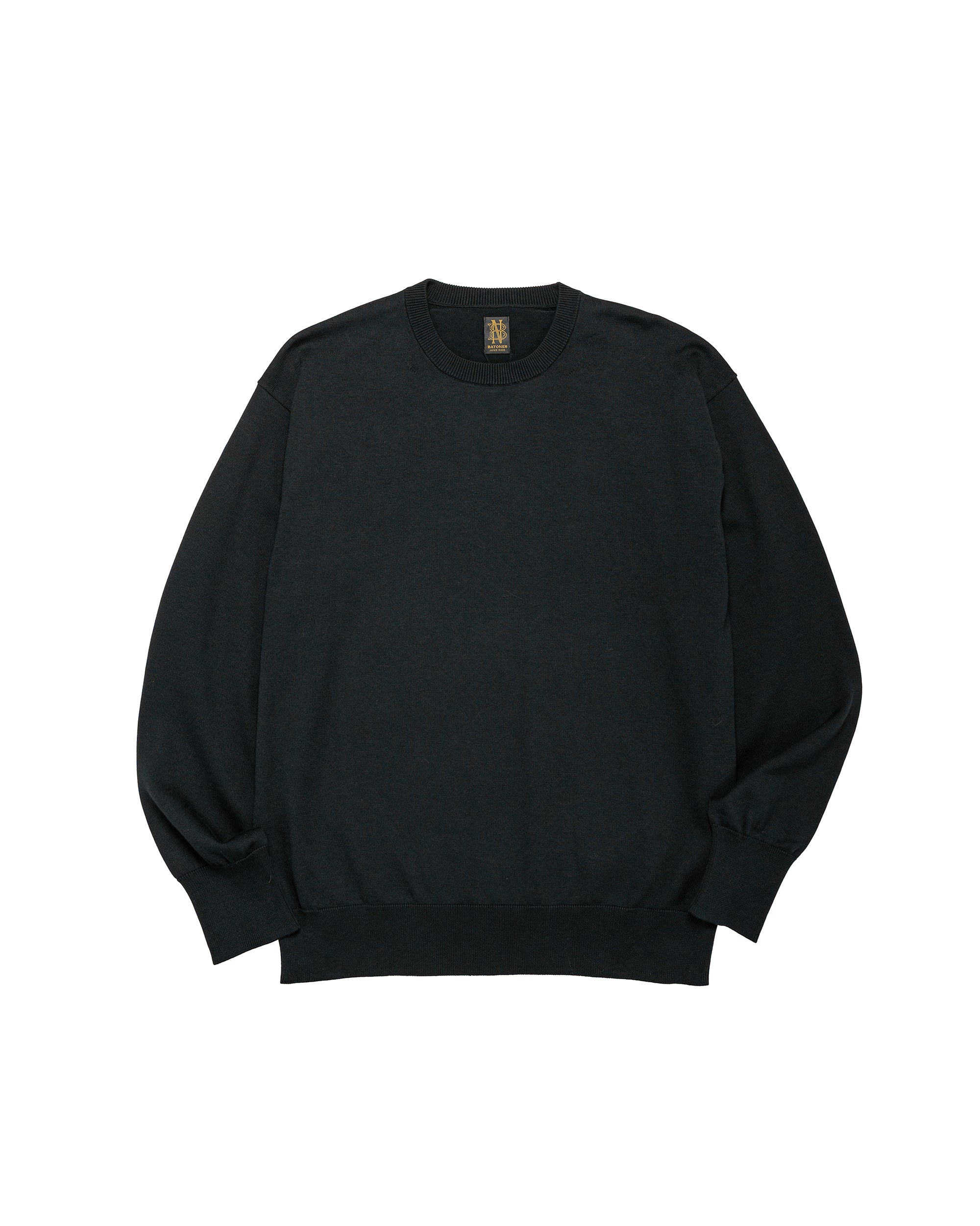 Batoner Caribbean Sea Island Cotton Crew Neck Black Batoner Caribbean Sea Island Cotton Crew Neck Black